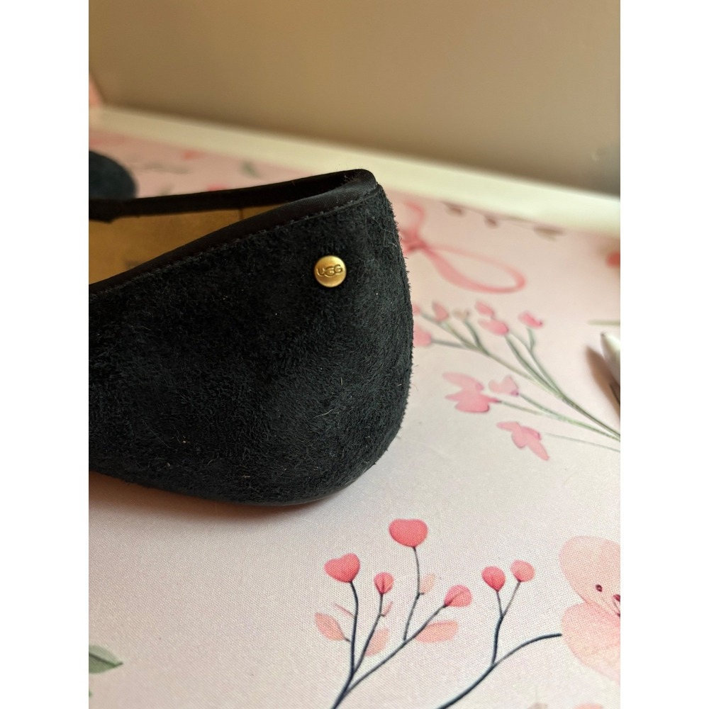 UGG Australia Alloway Studded Bow Black Suede Shearling Ballet Flats 1004766 10 - Picture 5 of 7
